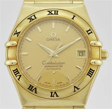 omega constellation automatic chronometer 18k gold mens watch|omega constellation 18k white gold.